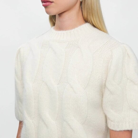 ANINE BING Brittany Cable Stitch Sweater Ivory, M - Picture 4 of 12